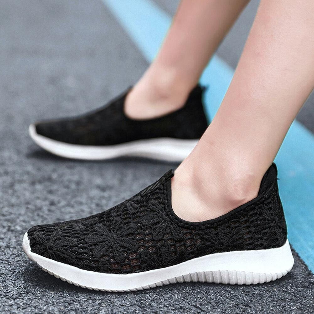 Lässige Gestrickte Slip-On-Walking-Sneaker Für Damen