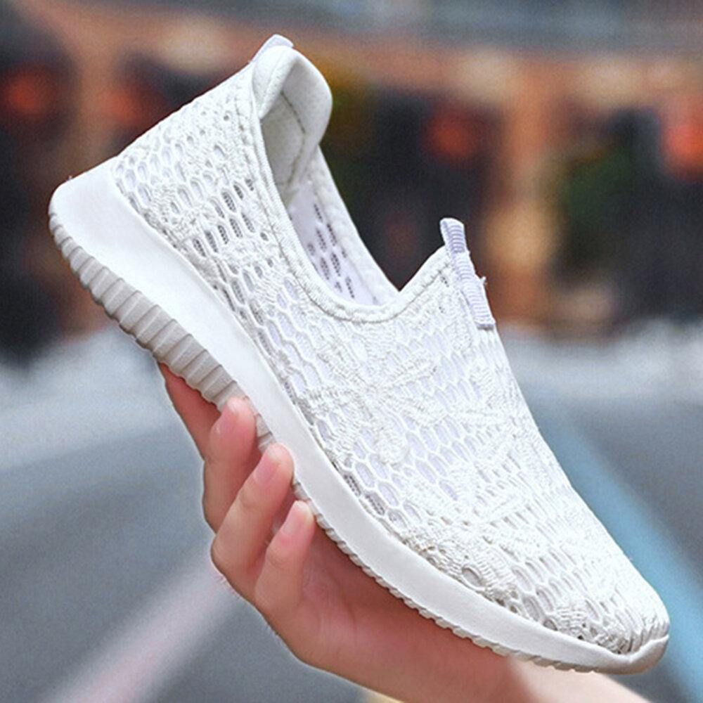 Lässige Gestrickte Slip-On-Walking-Sneaker Für Damen