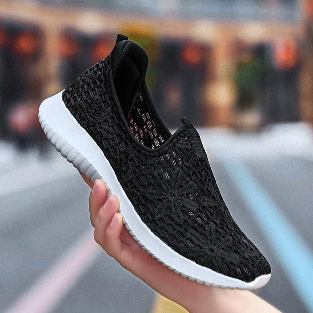 Lässige Gestrickte Slip-On-Walking-Sneaker Für Damen