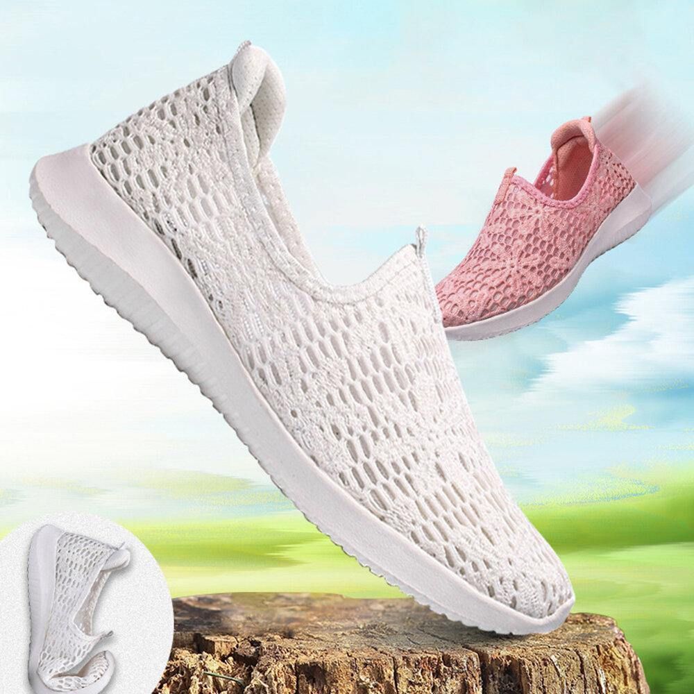 Lässige Gestrickte Slip-On-Walking-Sneaker Für Damen