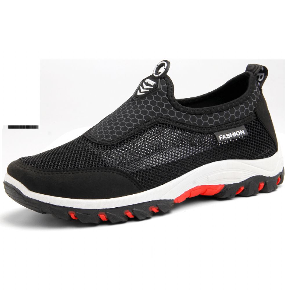 Männer Sport Spleißen Mesh-Gewebe Atmungsaktiver Slip-On Freizeit-Wanderschuhe