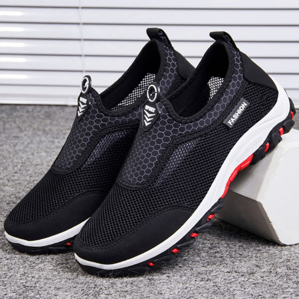 Männer Sport Spleißen Mesh-Gewebe Atmungsaktiver Slip-On Freizeit-Wanderschuhe