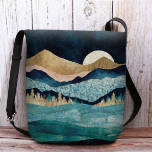 Damen Filz Mountain Treetop Landscape Print Tasche Umhängetasche Umhängetasche