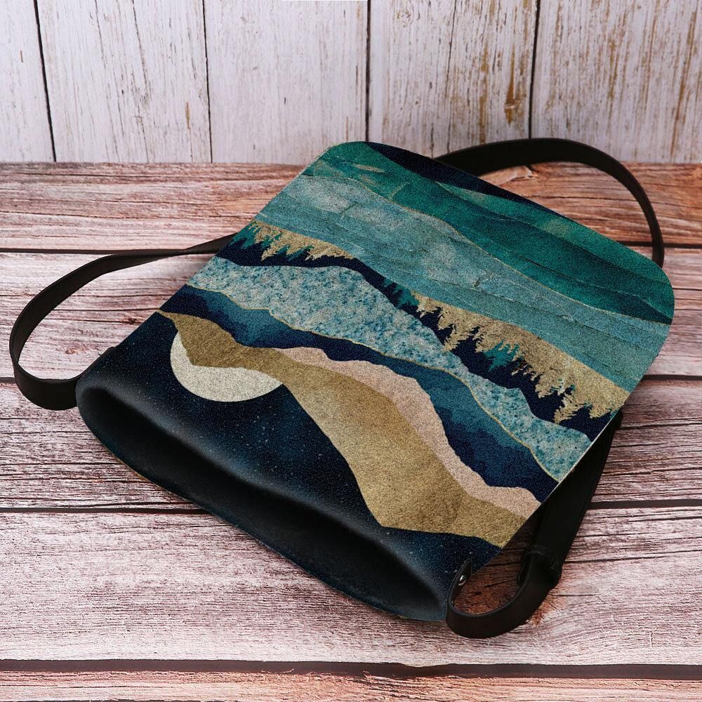 Damen Filz Mountain Treetop Landscape Print Tasche Umhängetasche Umhängetasche