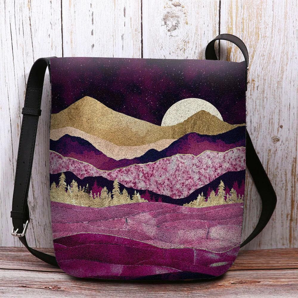 Damen Filz Mountain Treetop Landscape Print Tasche Umhängetasche Umhängetasche