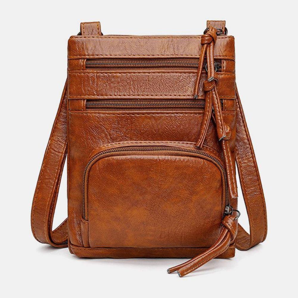 Frau Kunstleder Retro Einfach Weich Multi-Pocket 6.3 Zoll Handytasche Umhängetasche Umhängetasche