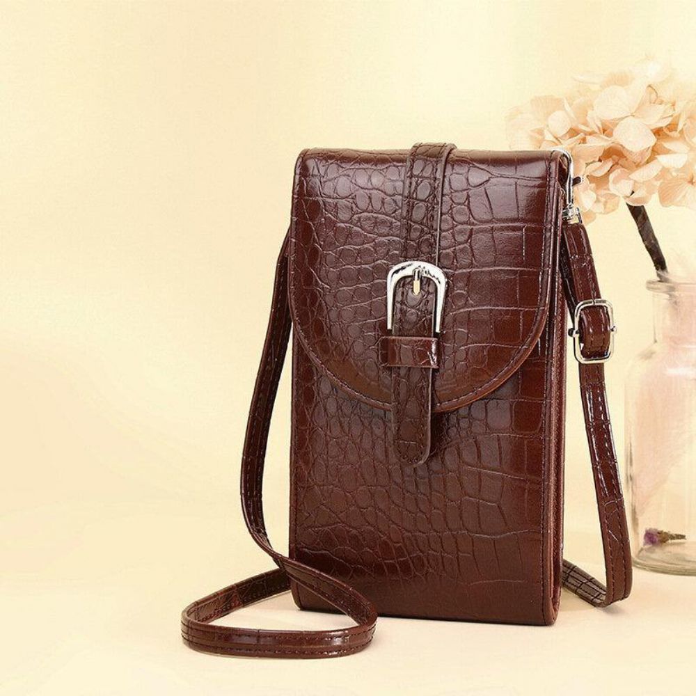 Frauen Pu Leder Alligator Muster Große Kapazität Casual 6.3 Zoll Handytasche Crossbody Taschen Umhängetasche