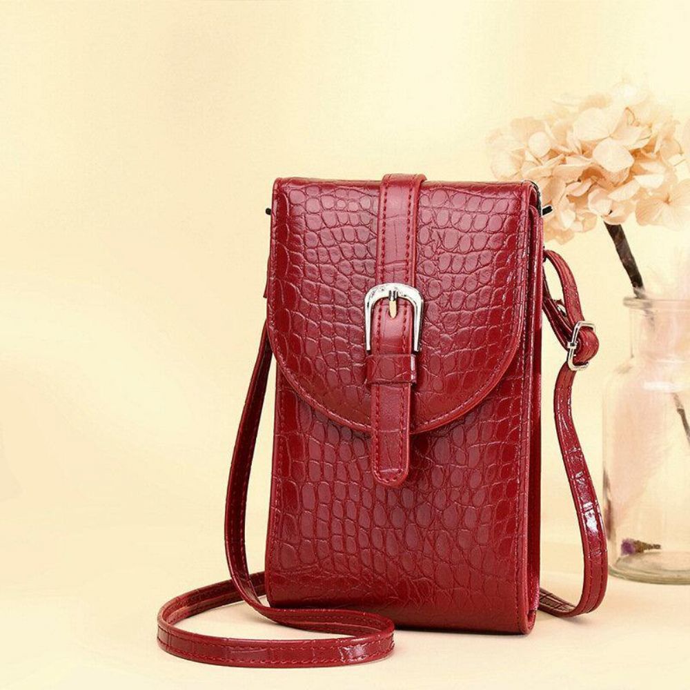 Frauen Pu Leder Alligator Muster Große Kapazität Casual 6.3 Zoll Handytasche Crossbody Taschen Umhängetasche