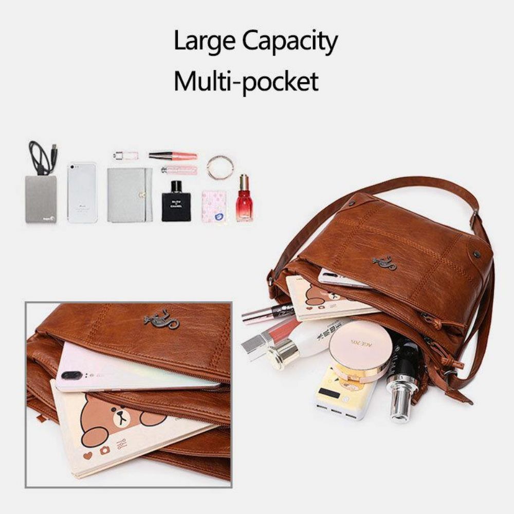 Frauen Pu Leder Große Kapazität Retro 6.3 Zoll Multi-Pocket Handytasche Weiche Umhängetaschen Umhängetasche