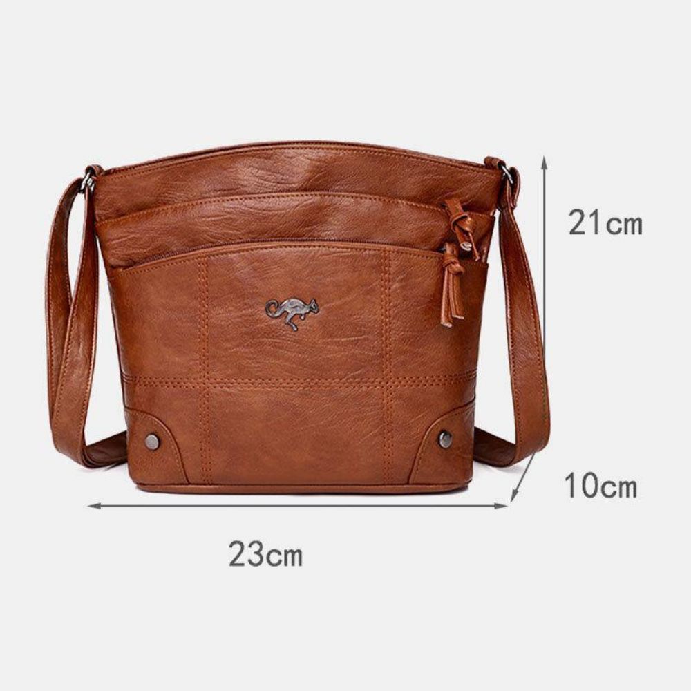 Frauen Pu Leder Große Kapazität Retro 6.3 Zoll Multi-Pocket Handytasche Weiche Umhängetaschen Umhängetasche