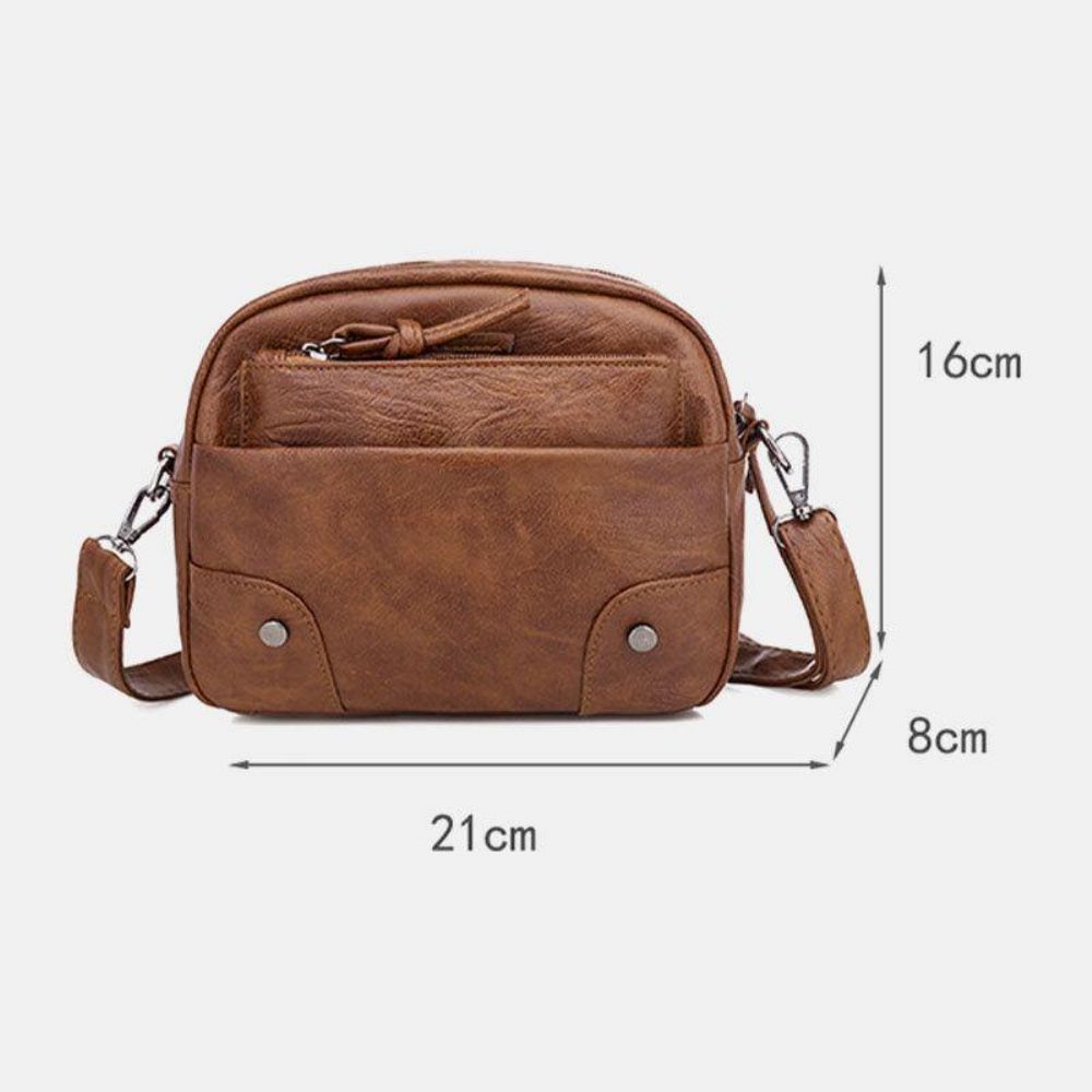 Frauen Pu Leder Multi-Pocket Retro Mode 6.3 Zoll Handytasche Weiche Umhängetaschen Umhängetasche