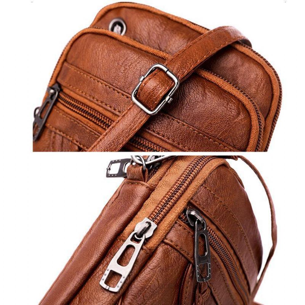 Frauen Pu Leder Niet Kopfhörer Loch Retro 6.3 Zoll Handytasche Crossbody Taschen Umhängetasche