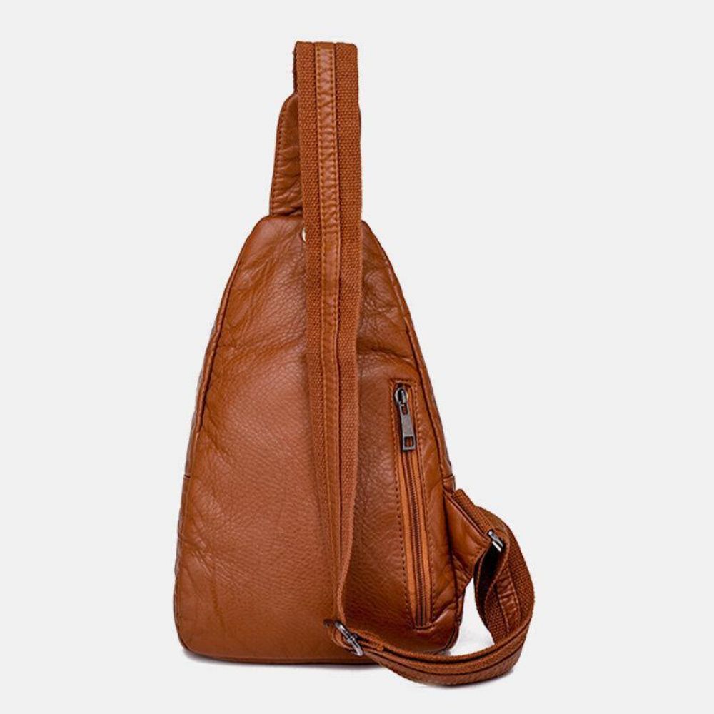 Frauen Pu Leder Quaste Große Kapazität Kopfhörer Loch Anti-Diebstahl Crossbody Taschen Umhängetasche Brusttasche