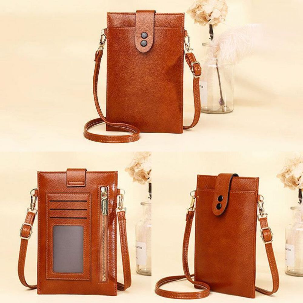 Frauen Pu-Leder Retro 6.3 Zoll Handytasche Mini Multi-Card Slot Umhängetaschen Umhängetasche