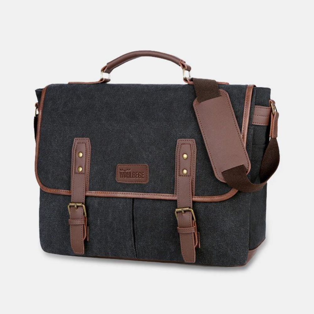 Herren Canvas Multi-Pocket Wear-Resistant Vintage Business Messenger Bag Laptoptasche Umhängetasche Handtasche