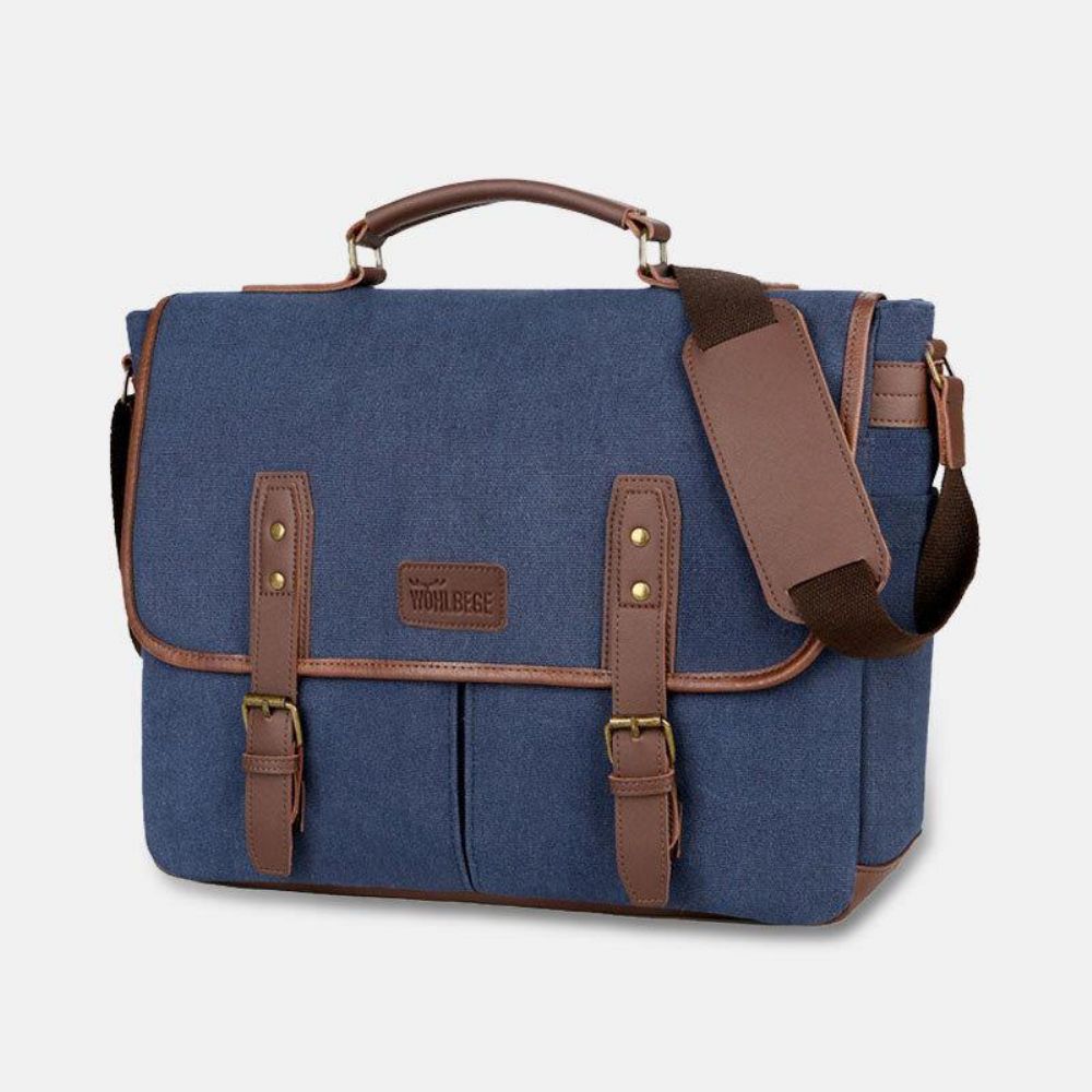 Herren Canvas Multi-Pocket Wear-Resistant Vintage Business Messenger Bag Laptoptasche Umhängetasche Handtasche