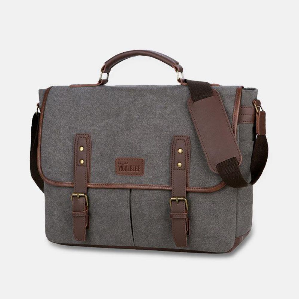 Herren Canvas Multi-Pocket Wear-Resistant Vintage Business Messenger Bag Laptoptasche Umhängetasche Handtasche