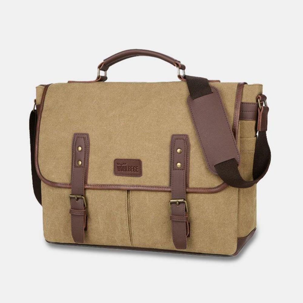 Herren Canvas Multi-Pocket Wear-Resistant Vintage Business Messenger Bag Laptoptasche Umhängetasche Handtasche