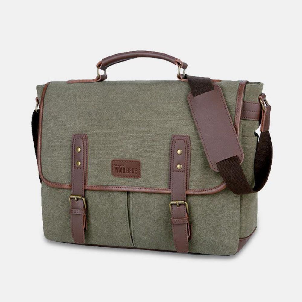 Herren Canvas Multi-Pocket Wear-Resistant Vintage Business Messenger Bag Laptoptasche Umhängetasche Handtasche