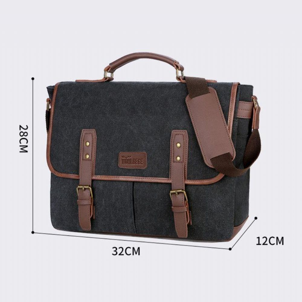 Herren Canvas Multi-Pocket Wear-Resistant Vintage Business Messenger Bag Laptoptasche Umhängetasche Handtasche