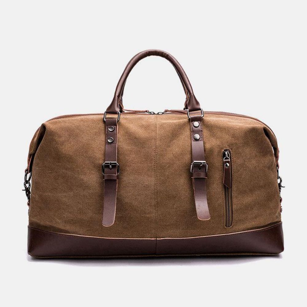 Herren Canvas Pu Leder Große Kapazität Multi-Pocket Handtasche Umhängetasche Reisetasche Duffle Bag Umhängetasche