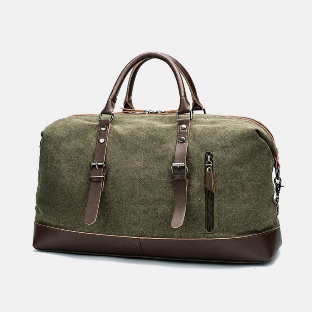 Herren Canvas Pu Leder Große Kapazität Multi-Pocket Handtasche Umhängetasche Reisetasche Duffle Bag Umhängetasche