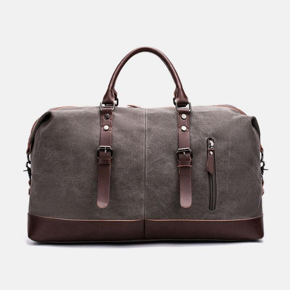 Herren Canvas Pu Leder Große Kapazität Multi-Pocket Handtasche Umhängetasche Reisetasche Duffle Bag Umhängetasche