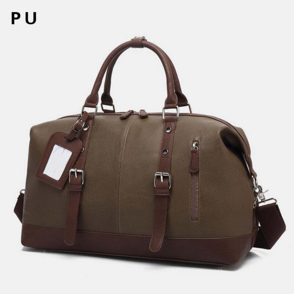 Herren Canvas Pu Leder Große Kapazität Multi-Pocket Handtasche Umhängetasche Reisetasche Duffle Bag Umhängetasche