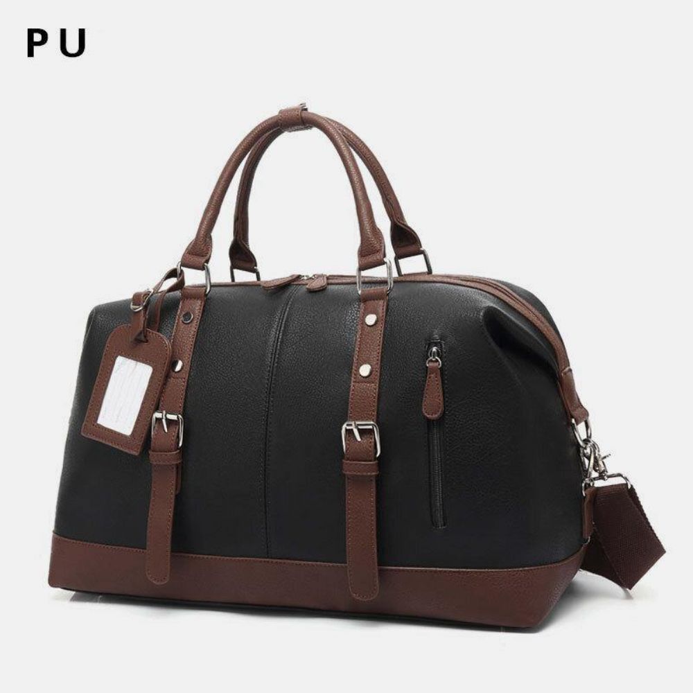 Herren Canvas Pu Leder Große Kapazität Multi-Pocket Handtasche Umhängetasche Reisetasche Duffle Bag Umhängetasche