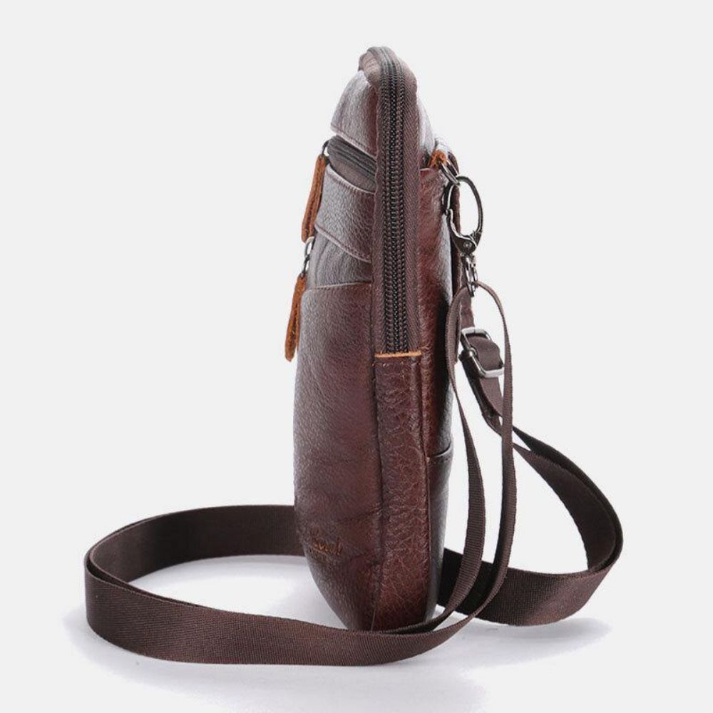 Herren Echtes Leder Große Kapazität Vintage 6.5 Zoll Handytasche Gürteltasche Umhängetasche Umhängetasche