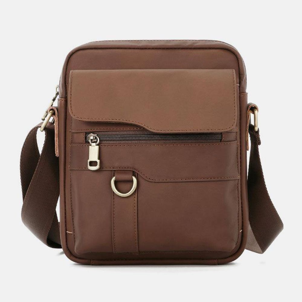 Herren Echtes Leder Große Kapazität Vintage Casual 6.5 Zoll Handytasche Umhängetasche Umhängetasche Messenger Aktentasche