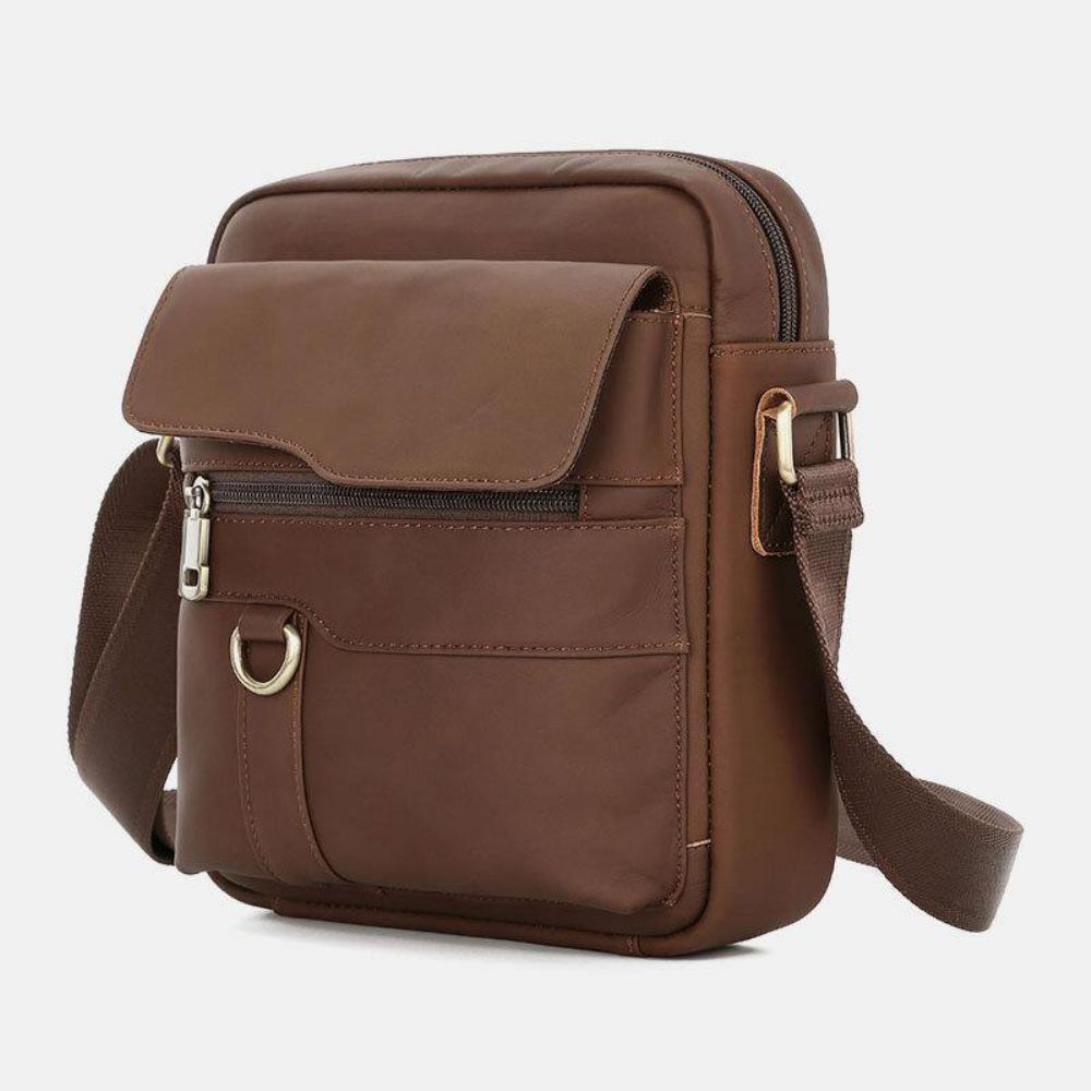 Herren Echtes Leder Große Kapazität Vintage Casual 6.5 Zoll Handytasche Umhängetasche Umhängetasche Messenger Aktentasche