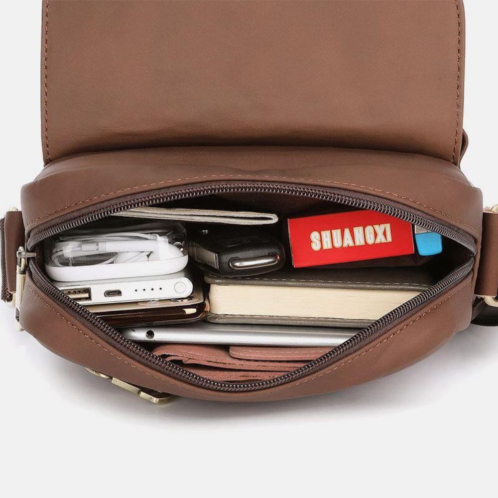 Herren Echtes Leder Große Kapazität Vintage Casual 6.5 Zoll Handytasche Umhängetasche Umhängetasche Messenger Aktentasche