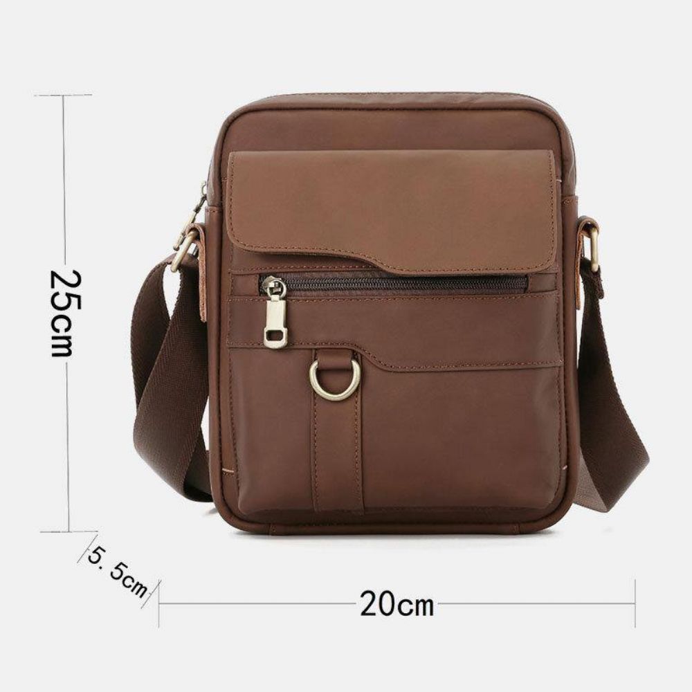 Herren Echtes Leder Große Kapazität Vintage Casual 6.5 Zoll Handytasche Umhängetasche Umhängetasche Messenger Aktentasche