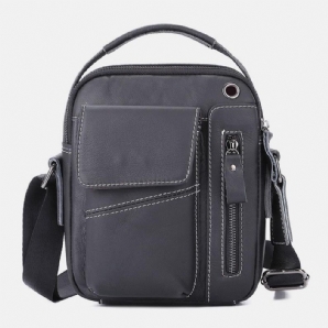 Herren Echtes Leder Multi-Pocket Kopfhörer Loch Vintage 6.5 Zoll Handytasche Umhängetasche Umhängetasche Messenger Aktentasche