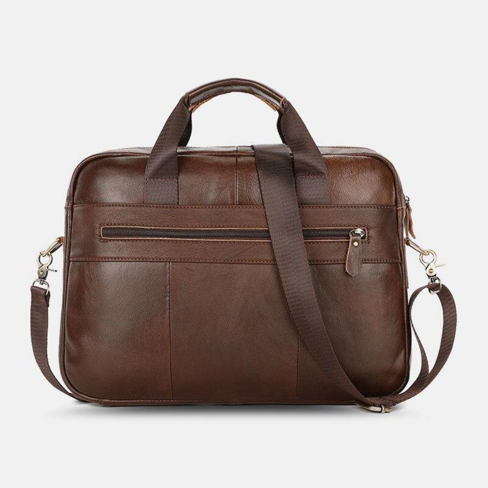 Herren Echtes Leder Multi-Pocket Vintage 14 Zoll Laptoptasche Aktentaschen Umhängetasche Umhängetasche Handtasche