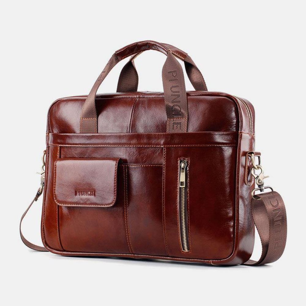 Herren Echtes Leder Multifunktions Große Kapazität Multi-Pocket Umhängetasche Umhängetasche Handtasche Messenger Aktentasche