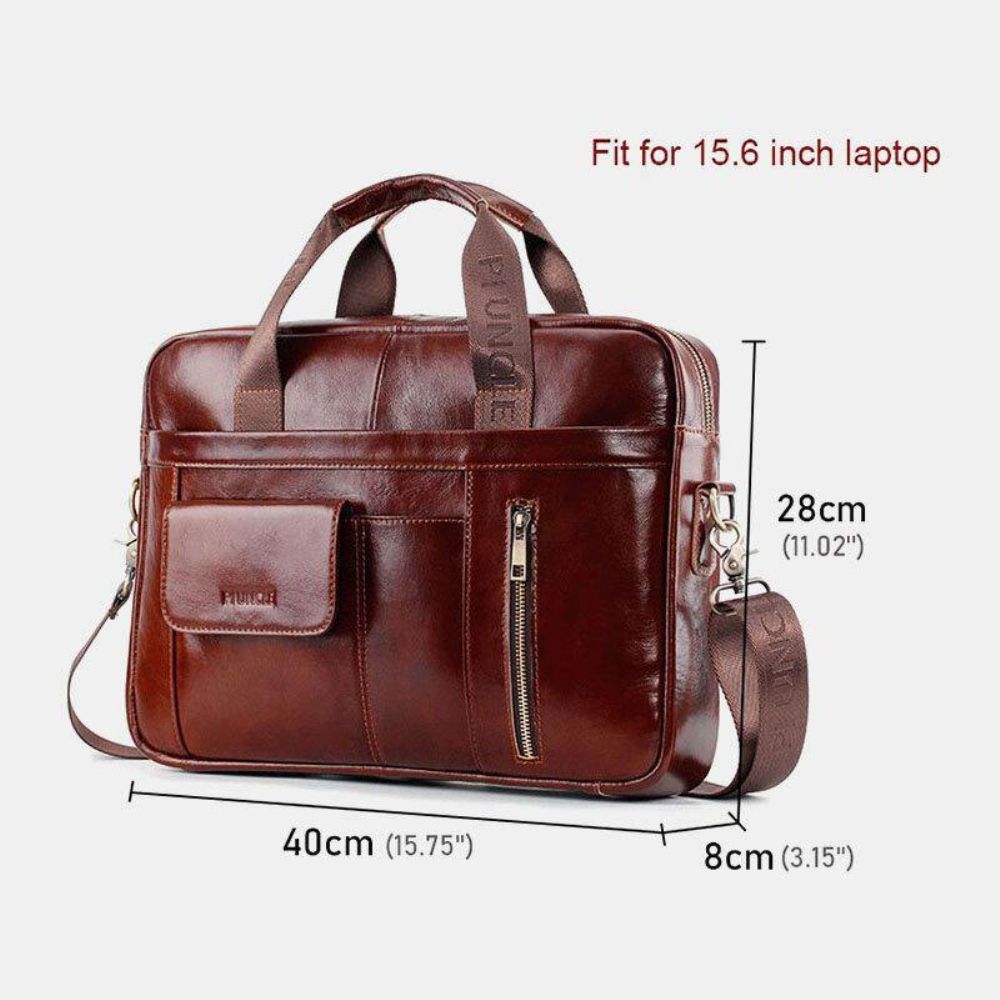 Herren Echtes Leder Multifunktions Große Kapazität Multi-Pocket Umhängetasche Umhängetasche Handtasche Messenger Aktentasche