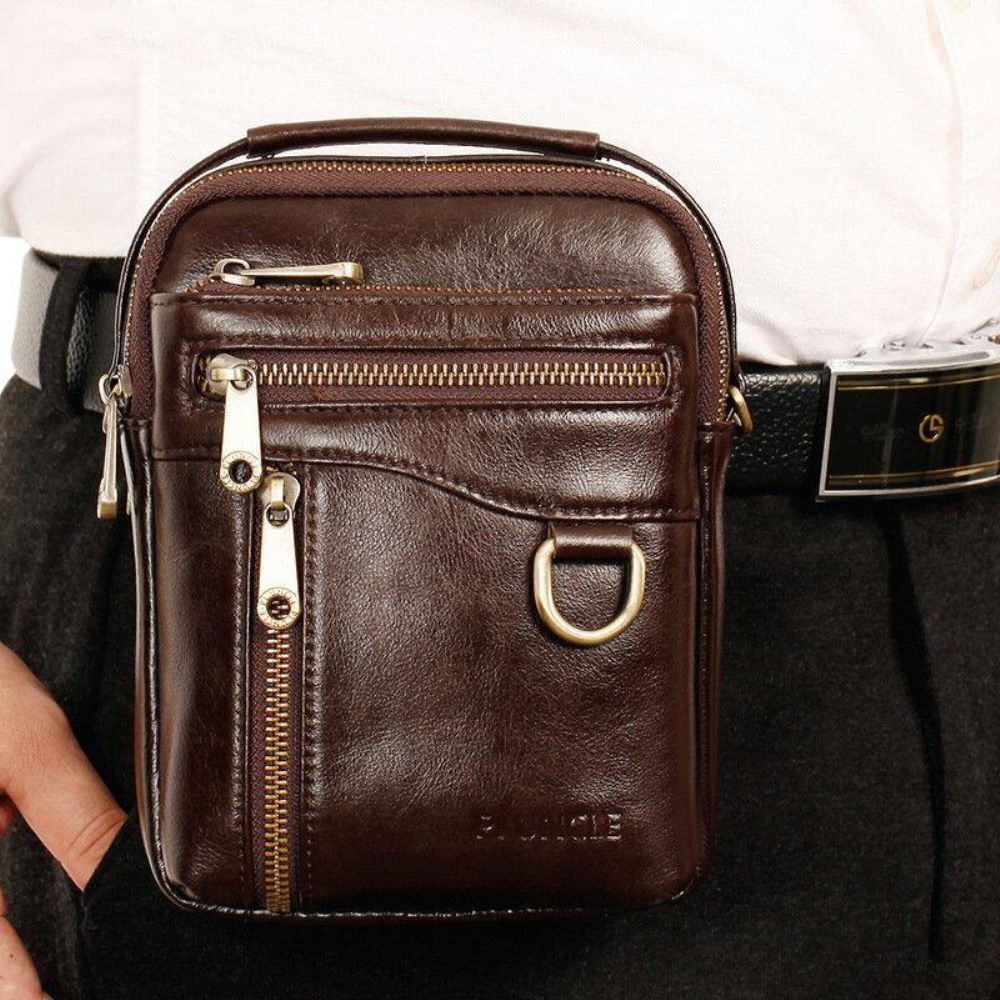 Herren Echtes Leder Multifunktions Multi-Carry 4 Kartenfächer Umhängetasche Gürteltasche