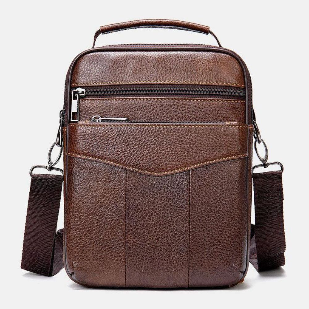 Herren Echtes Leder Retro Business Vertikale Handtasche Umhängetasche