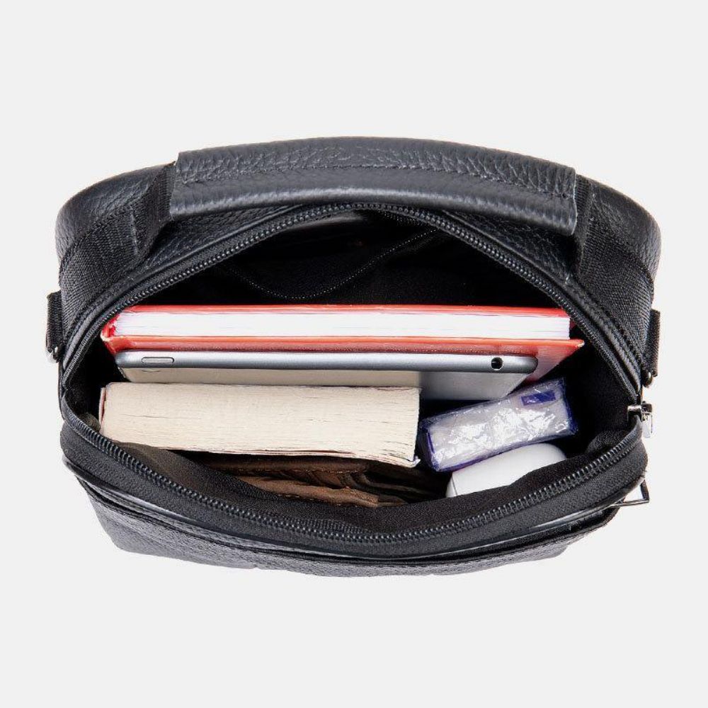 Herren Echtes Leder Retro Business Vertikale Handtasche Umhängetasche