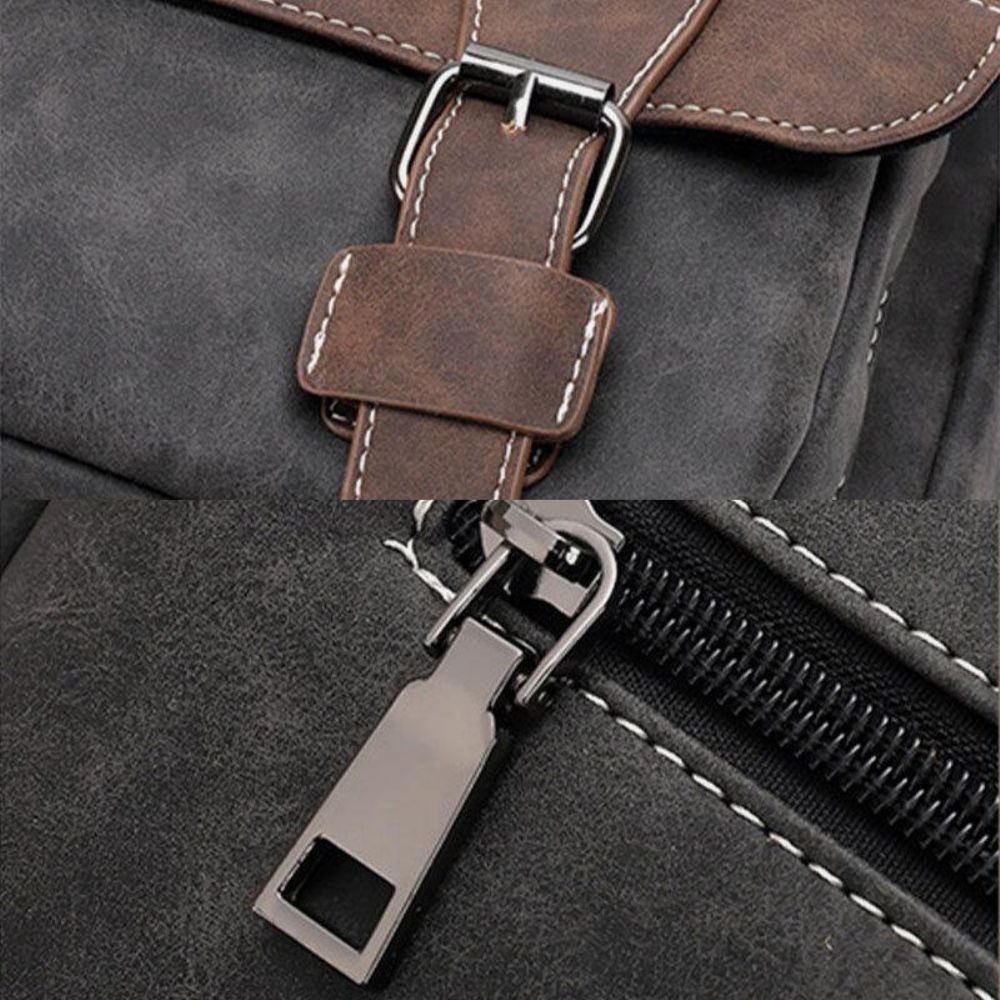 Herren Kunstleder Retro Große Kapazität Multi-Carry Handtasche Umhängetasche