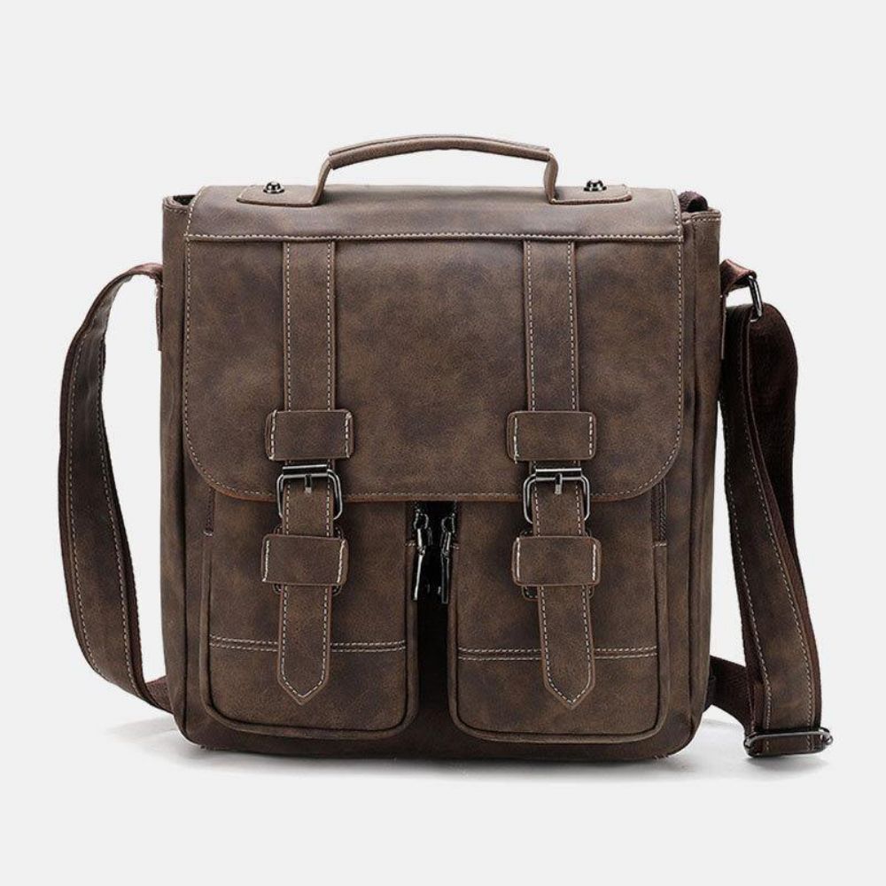 Herren Kunstleder Retro Multi-Pocket Multifunktions Umhängetasche Umhängetasche Reisetasche