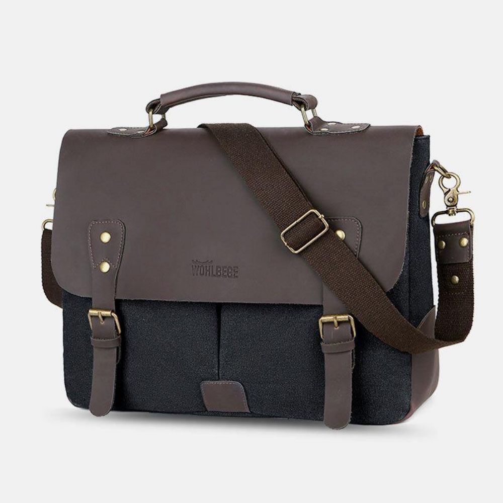 Herren Leinwand Große Kapazität Abdeckung Reißverschluss Vintage Business Umhängetasche Laptoptasche Umhängetasche Handtasche