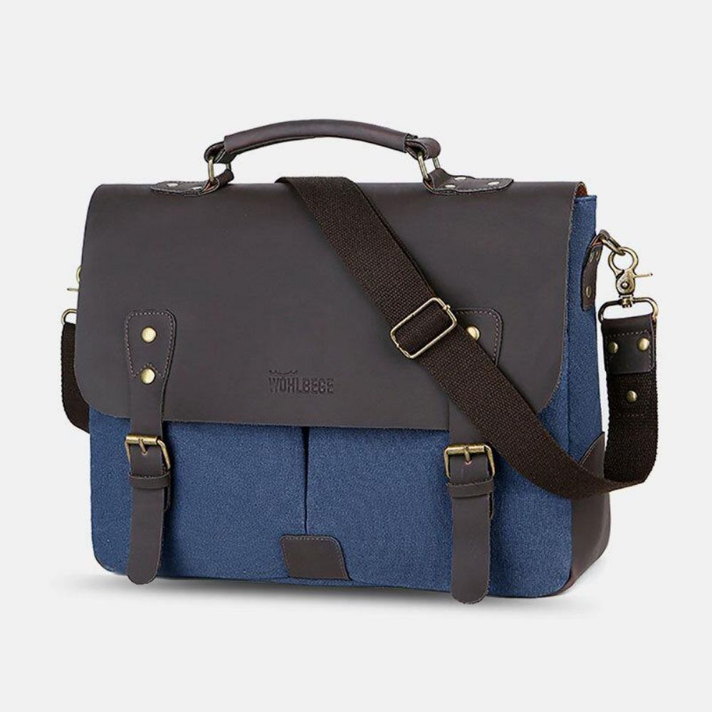 Herren Leinwand Große Kapazität Abdeckung Reißverschluss Vintage Business Umhängetasche Laptoptasche Umhängetasche Handtasche