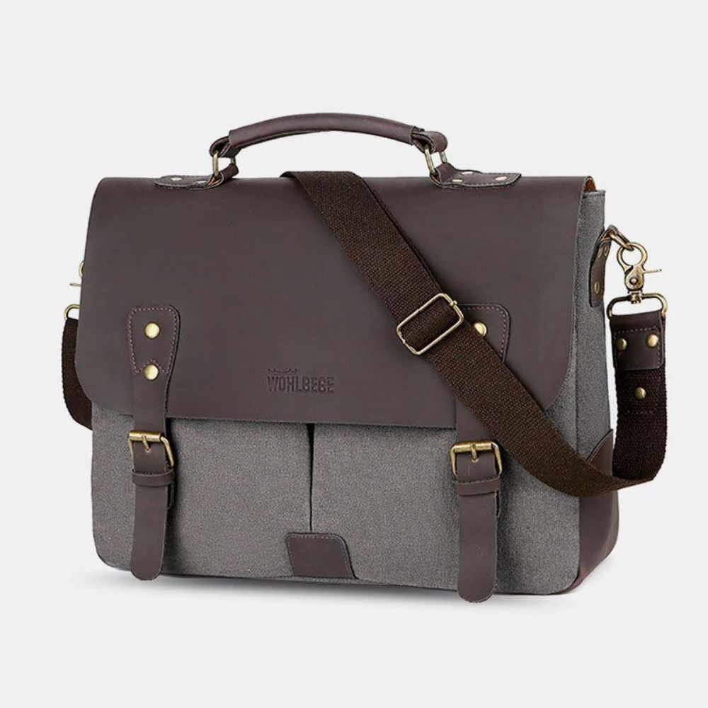 Herren Leinwand Große Kapazität Abdeckung Reißverschluss Vintage Business Umhängetasche Laptoptasche Umhängetasche Handtasche