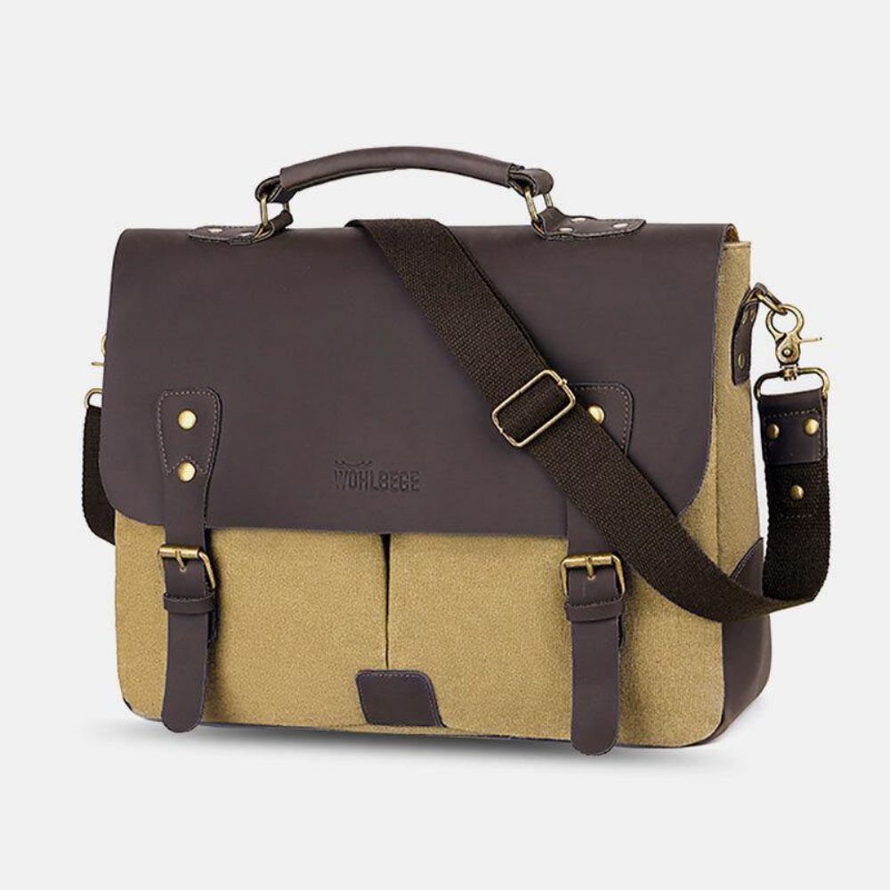 Herren Leinwand Große Kapazität Abdeckung Reißverschluss Vintage Business Umhängetasche Laptoptasche Umhängetasche Handtasche