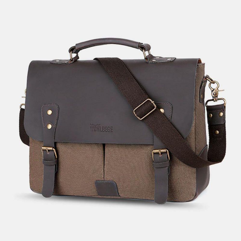 Herren Leinwand Große Kapazität Abdeckung Reißverschluss Vintage Business Umhängetasche Laptoptasche Umhängetasche Handtasche