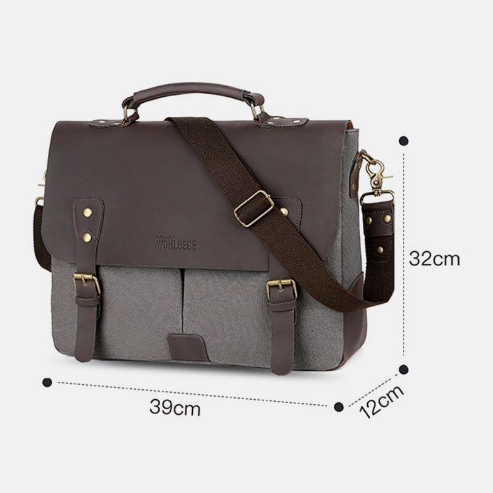 Herren Leinwand Große Kapazität Abdeckung Reißverschluss Vintage Business Umhängetasche Laptoptasche Umhängetasche Handtasche