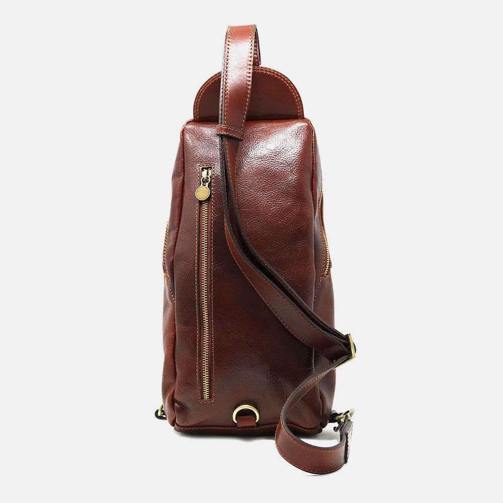 Herren Pu-Leder Anti-Diebstahl Vintage Casual Umhängetasche Crossbody Bag Brusttasche Sling Bag Hippie Bag